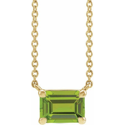 Tori Emerald Cut Peridot Pendant Necklace 14k Gold