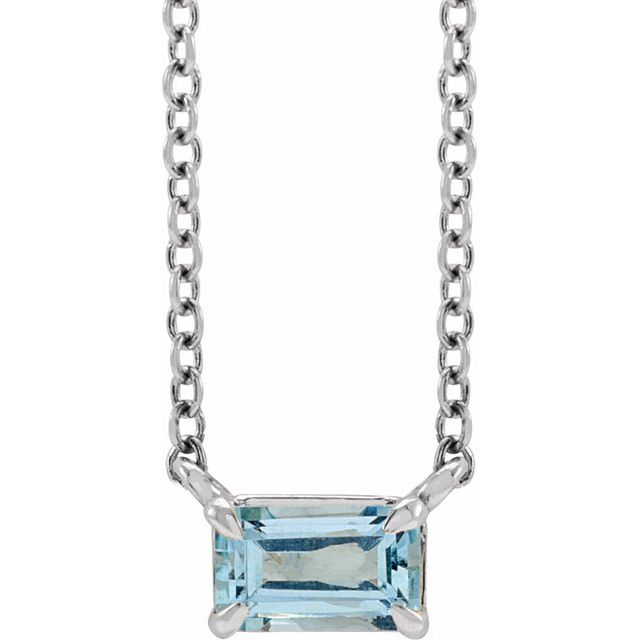 Tori Emerald Cut Aquamarine Emerald Cut Pendant Necklace
